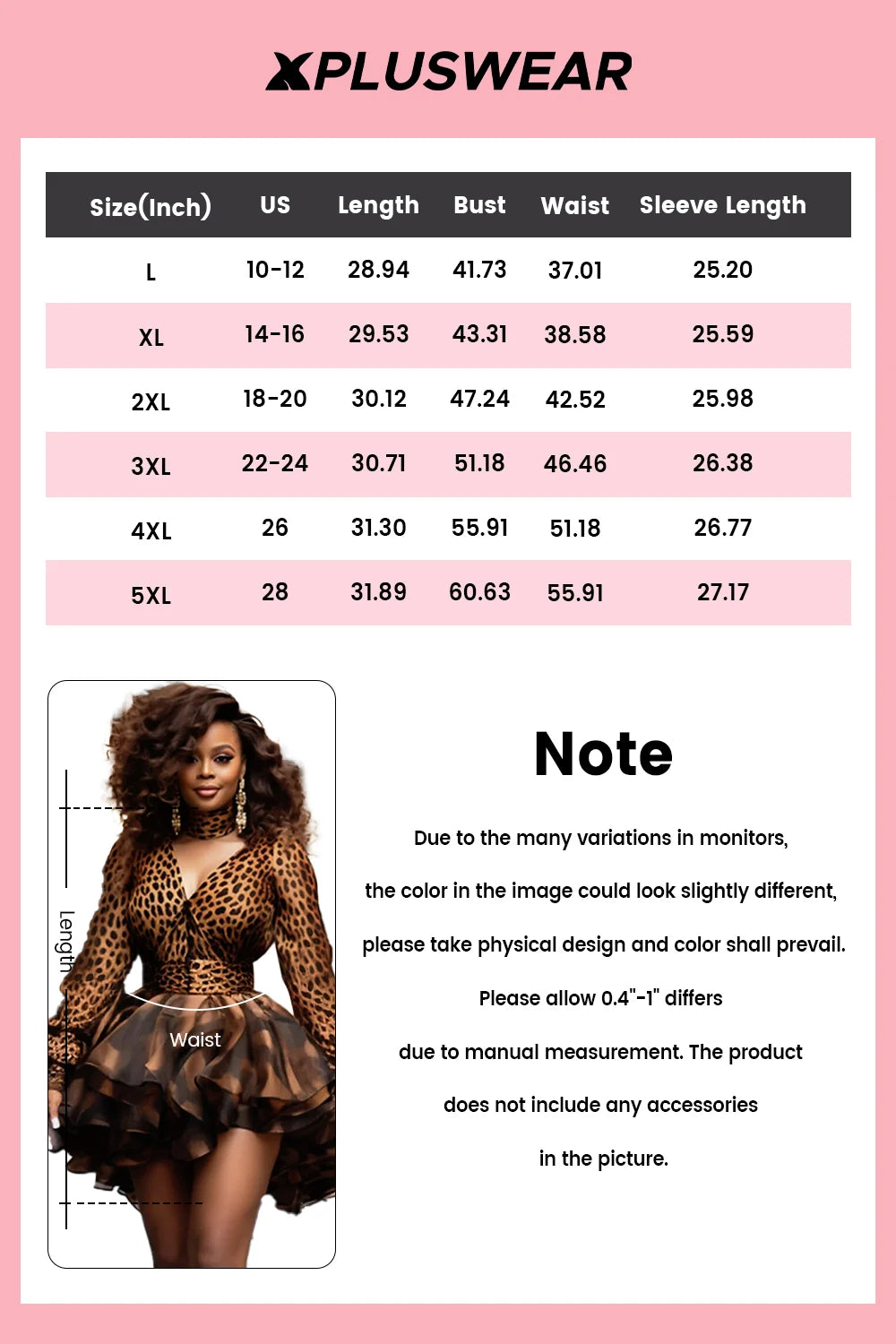 FZ Women's Plus Size Cocktail Leopard High Collar Long Sleeve Ruffle Mini Dress