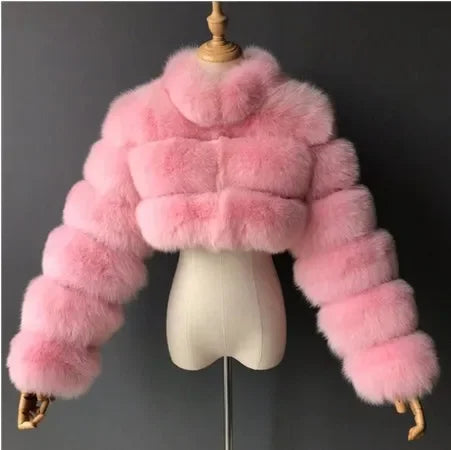 FZ Women's Faux Fur Open Stitch Furry Outerwear Jacket
