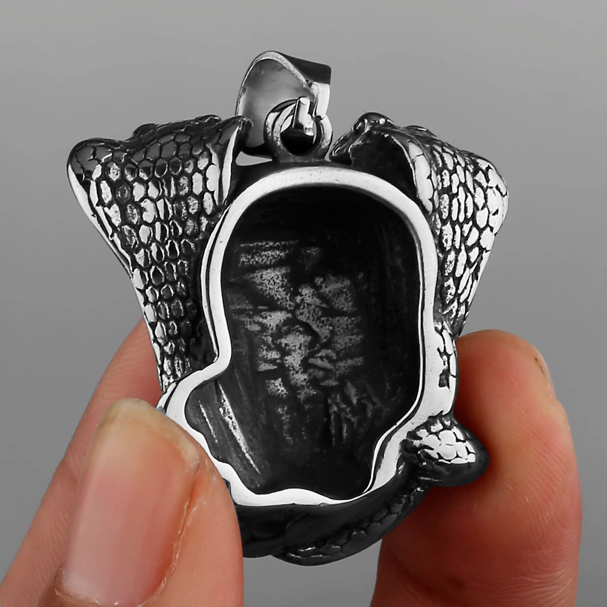 FZ Vintage Cobra Skull Pendant Ghost Head Gothic Stainless Steel Necklace - FZwear