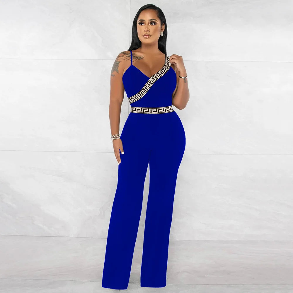 FZ Sleeveless V-neck Elegant Sequins Jumpsuit - FZwear