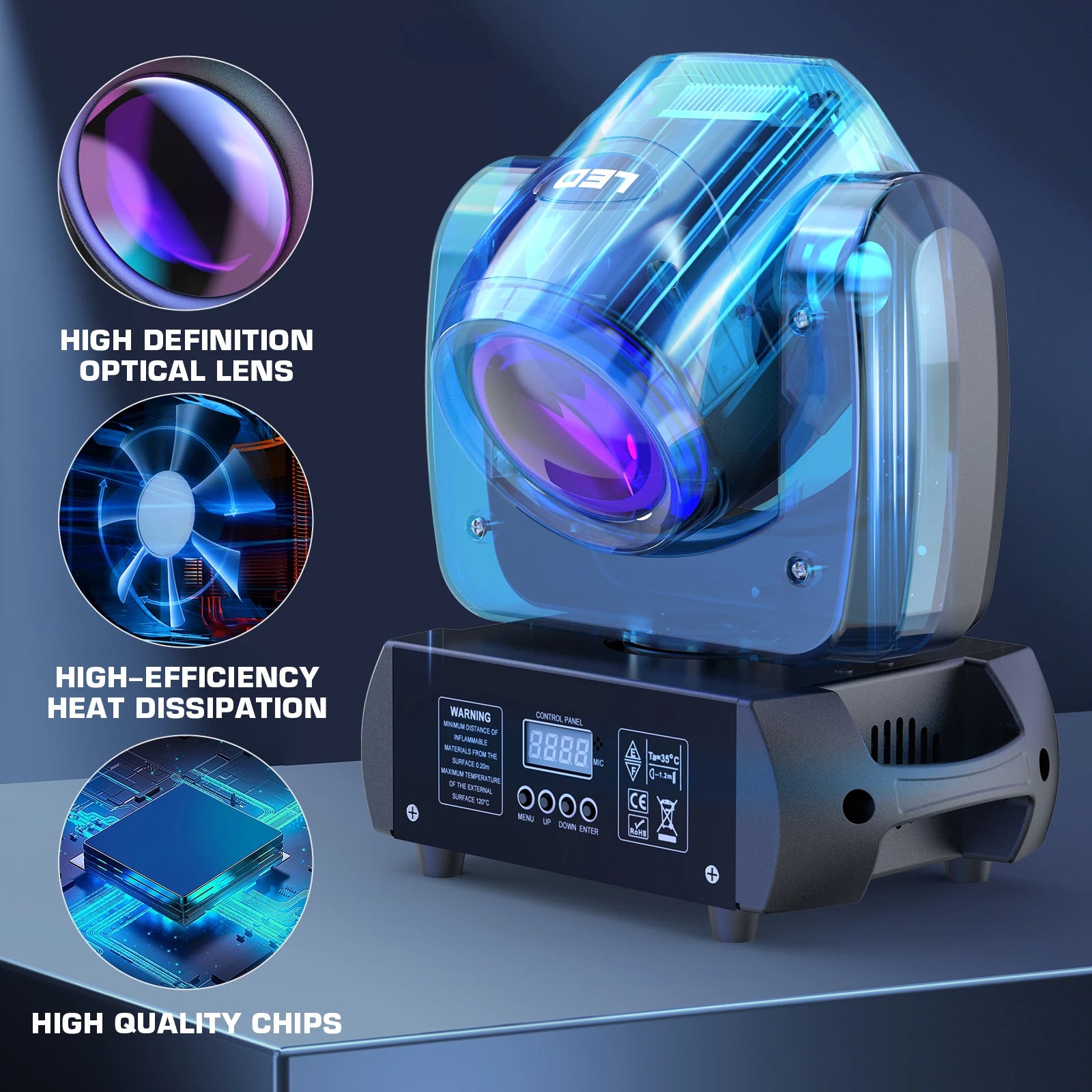 FZ 2PCS/Set 100W Moving Head Beam Gobo Dazzling Effect DMX LED Stage Lighting