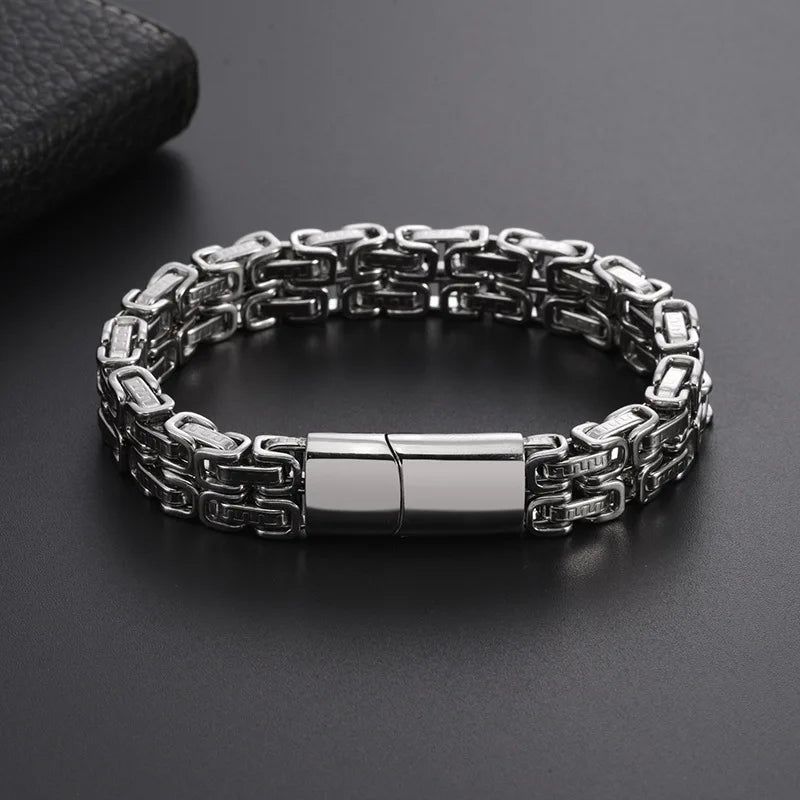 FZ Stainless Steel Hip Hop Thick Byzantine Bicycle Chain Bracelet - FZwear