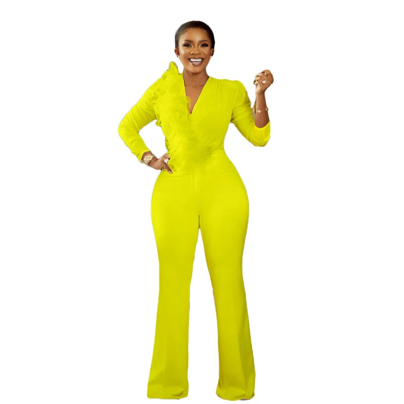 FZ Women's Elegant Solid Mesh Wide Leg Sexy Jumpsuit - FZwear