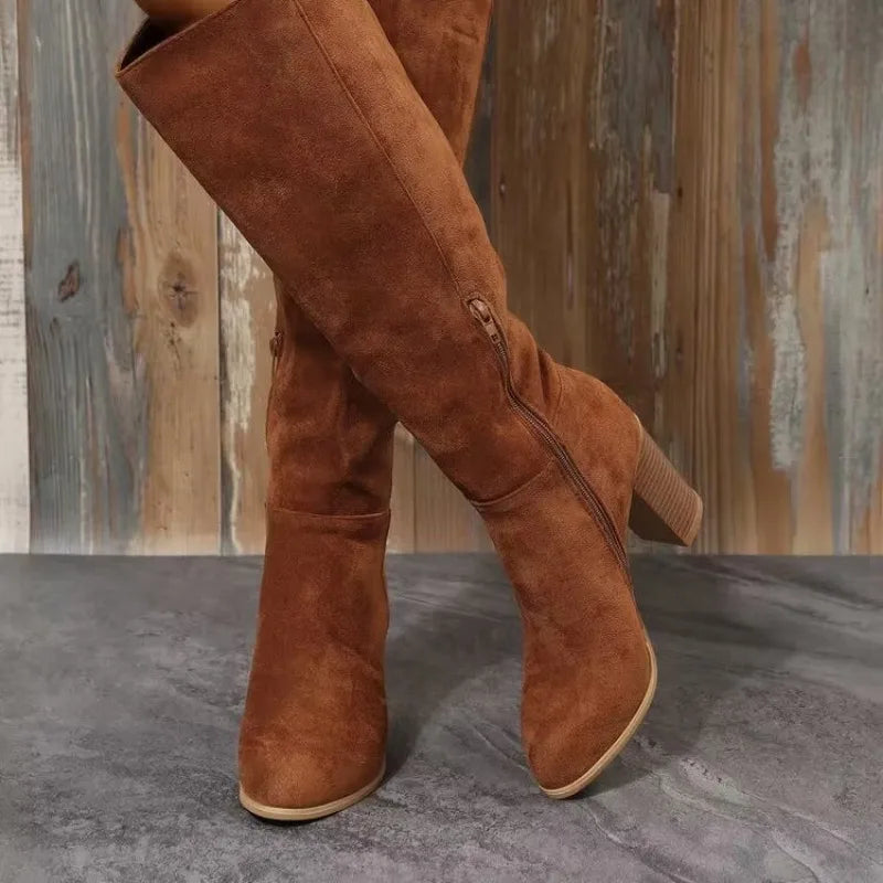 FZ Women's Cowboy Heels Knee High Long Boots