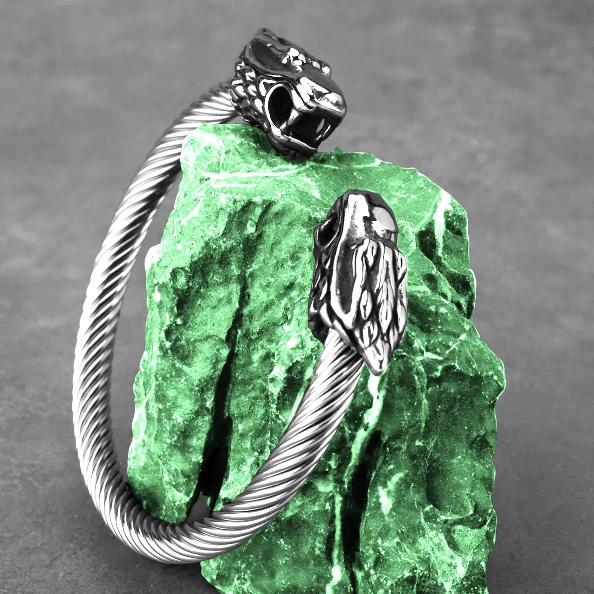 FZ Stainless Steel Vintage Viking Wolf Head Cuff Arm Bracelet - FZwear