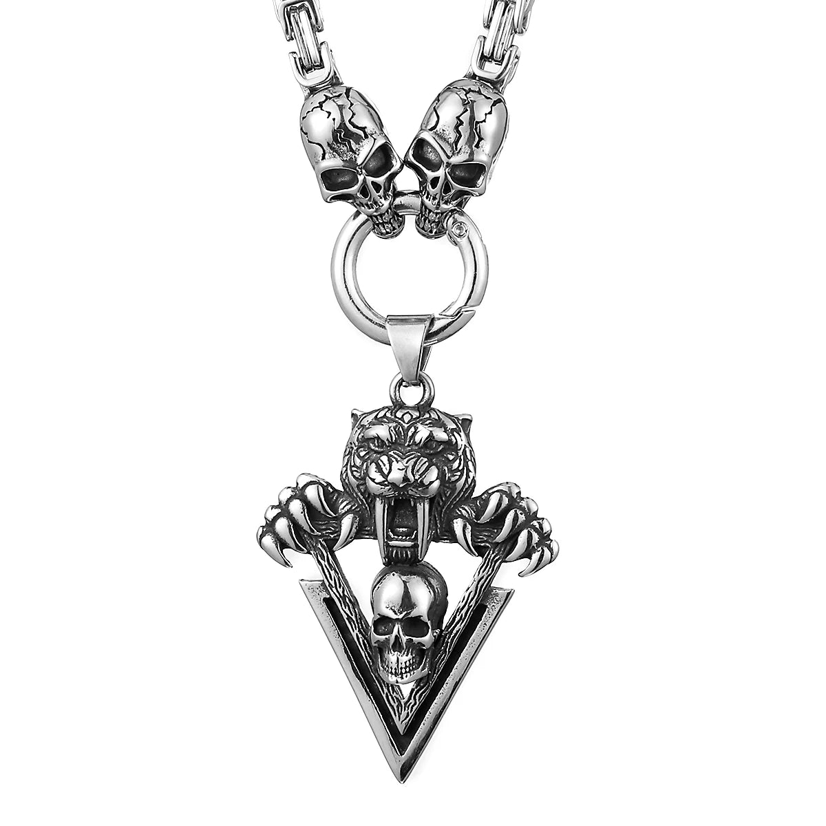 FZ Vintage Tiger Skeleton Skull Pendant Ghost Head Vintage Necklace - FZwear