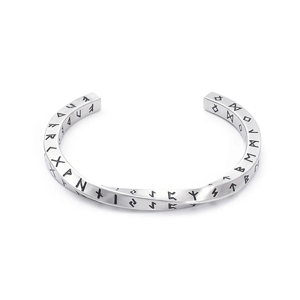 FZ Unisex Stainless Steel Viking Runes Nordic Opening Bracelet