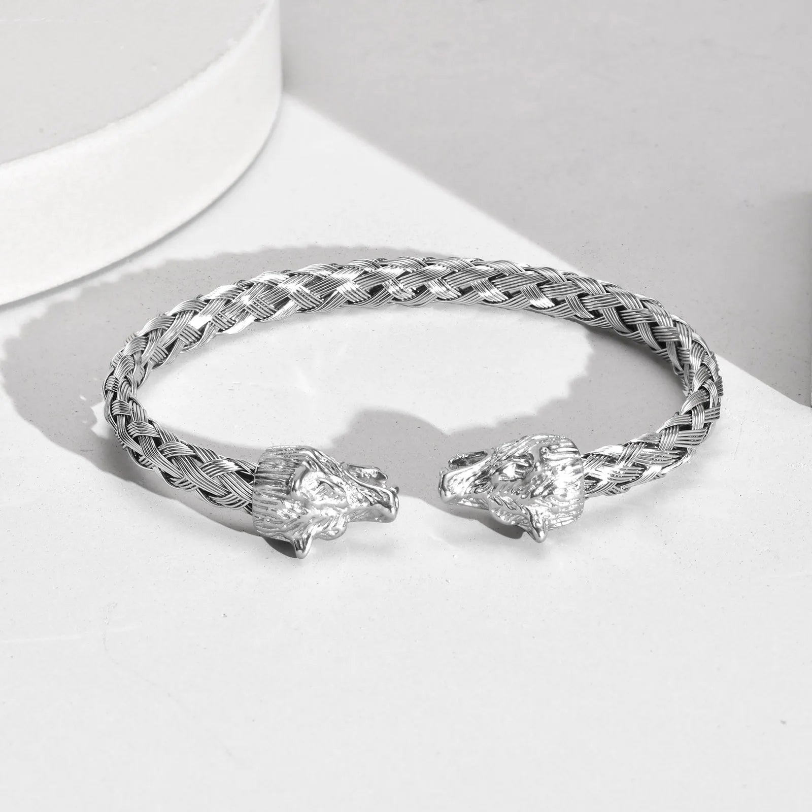 FZ Nordic Mythology Double Wolf Head Stainless Steel Bracelet - FZwear