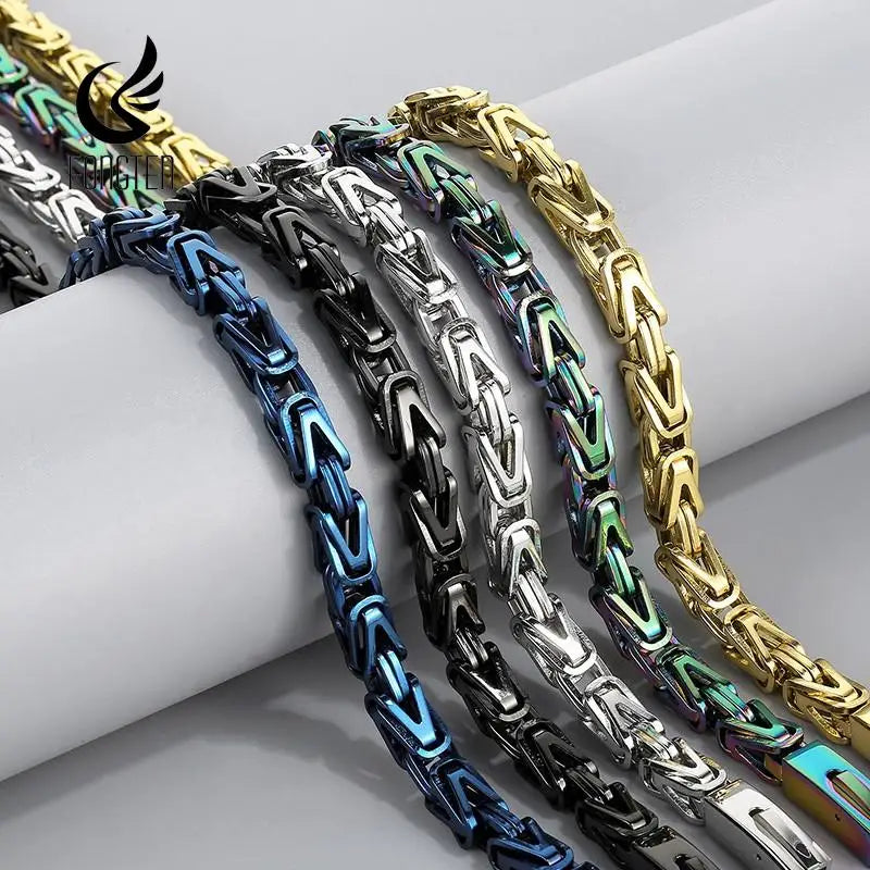 FZ 65cm Stainless Steel Multiple Color Byzantine Chain Necklace DSers