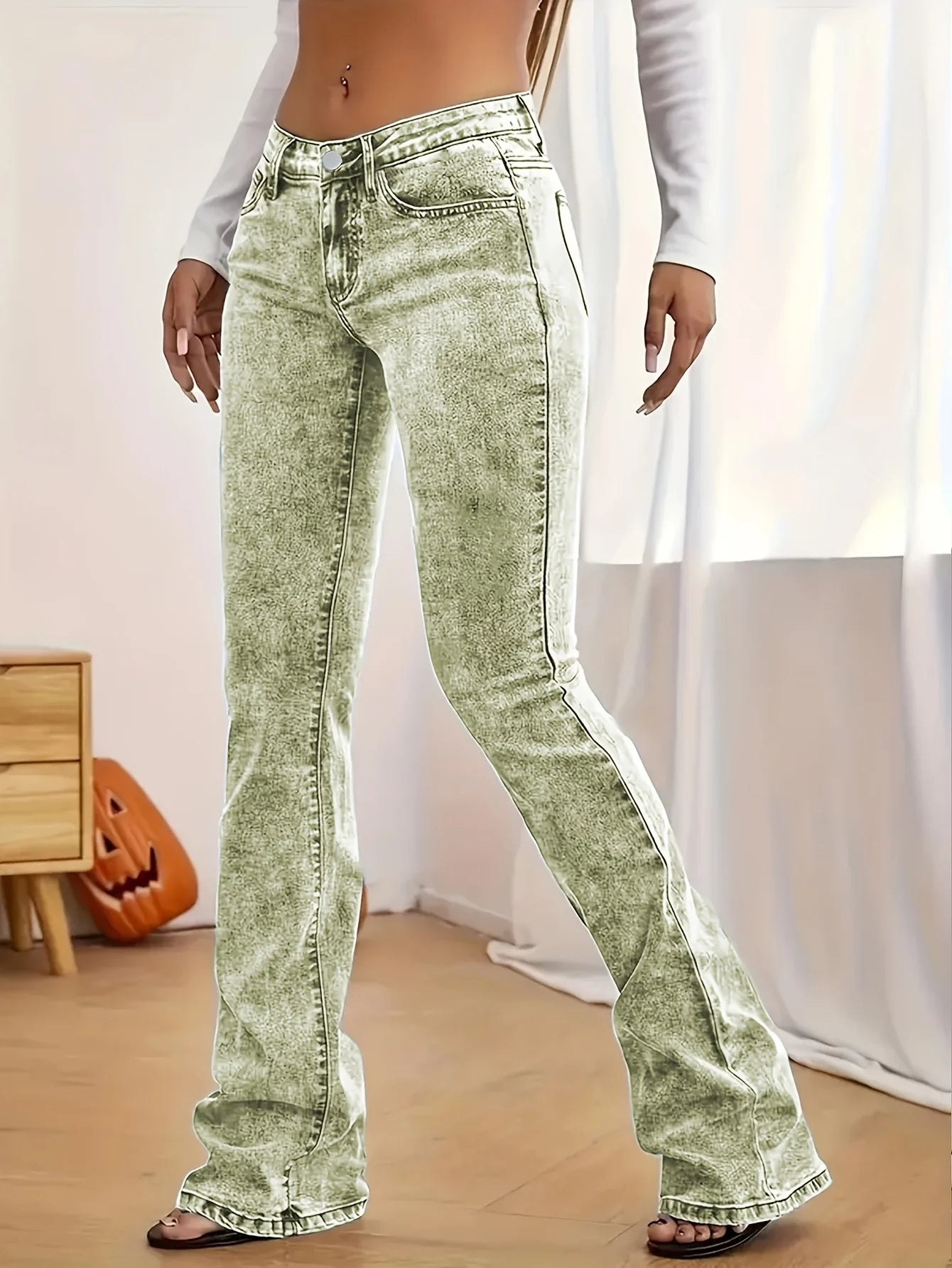 FZ Women's Stretch Low Rise Sexy Slim Flare Hip Lifting Denim Pants