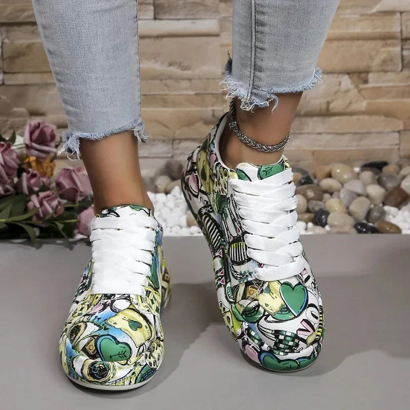 FZ Women's Painting Print Platform Sneakers