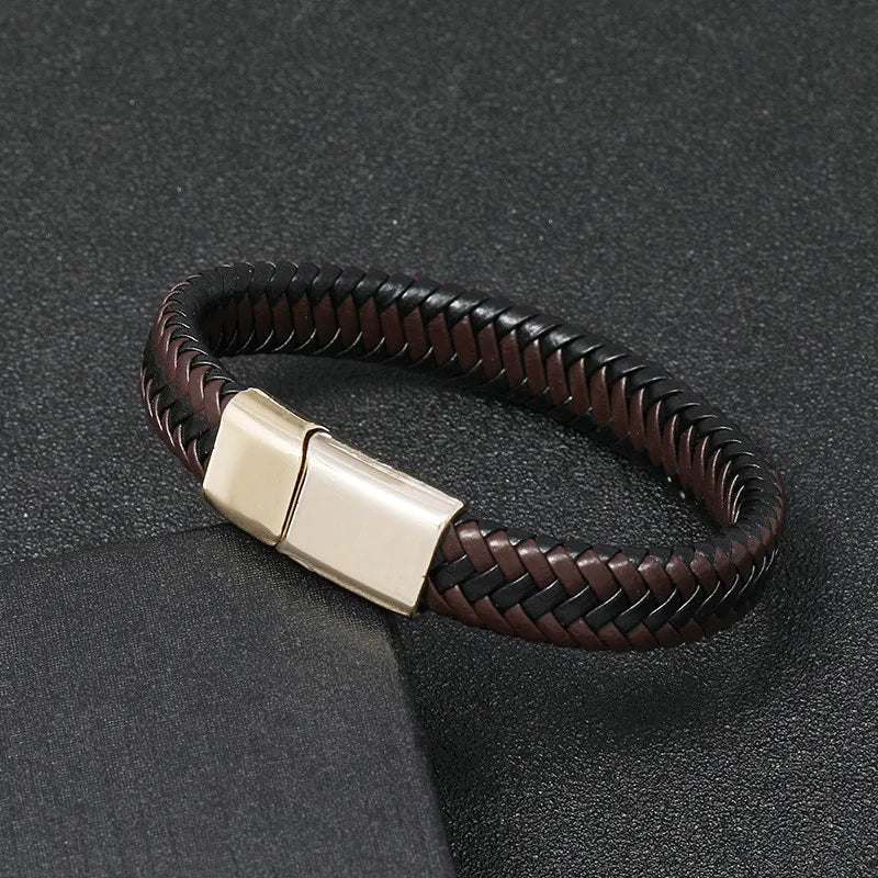 FZ Retro Button Braided Classic Genuine Leather Bracelet - FZwear