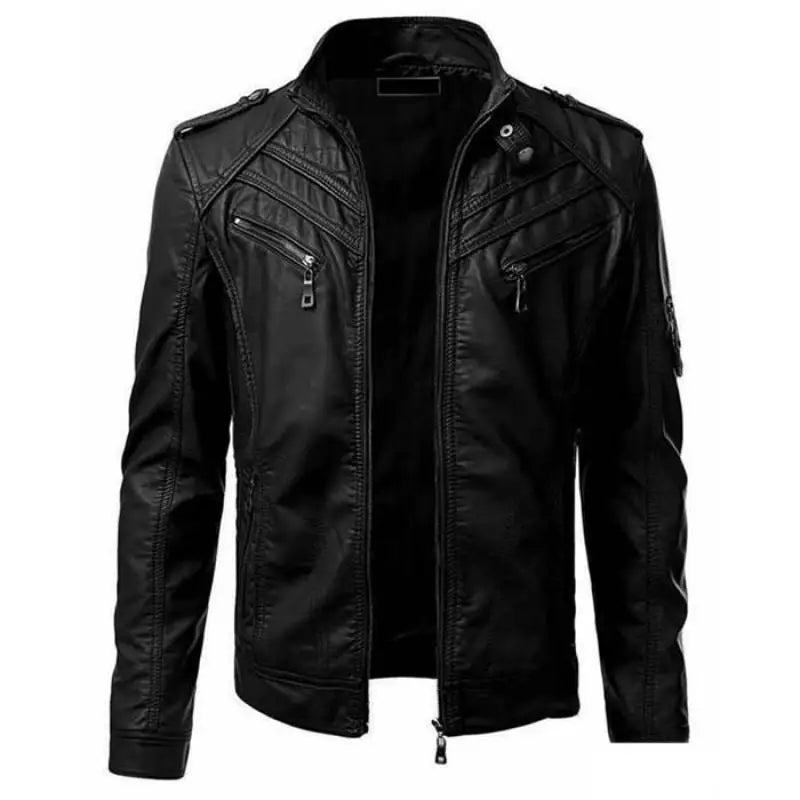 FZ Men's Faux Leather Motorcycle Slim Fit Pu Jacket