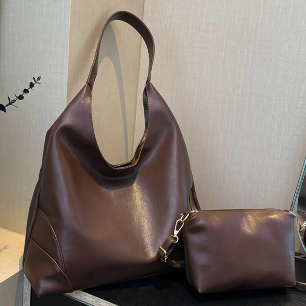 FZ Women's PU Leather Slouchy Adjustable Strap Shoulder Hobo Handbag