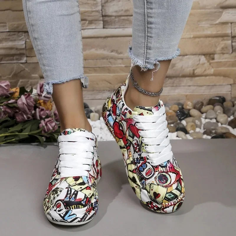 FZ Women's Painting Print Platform Sneakers