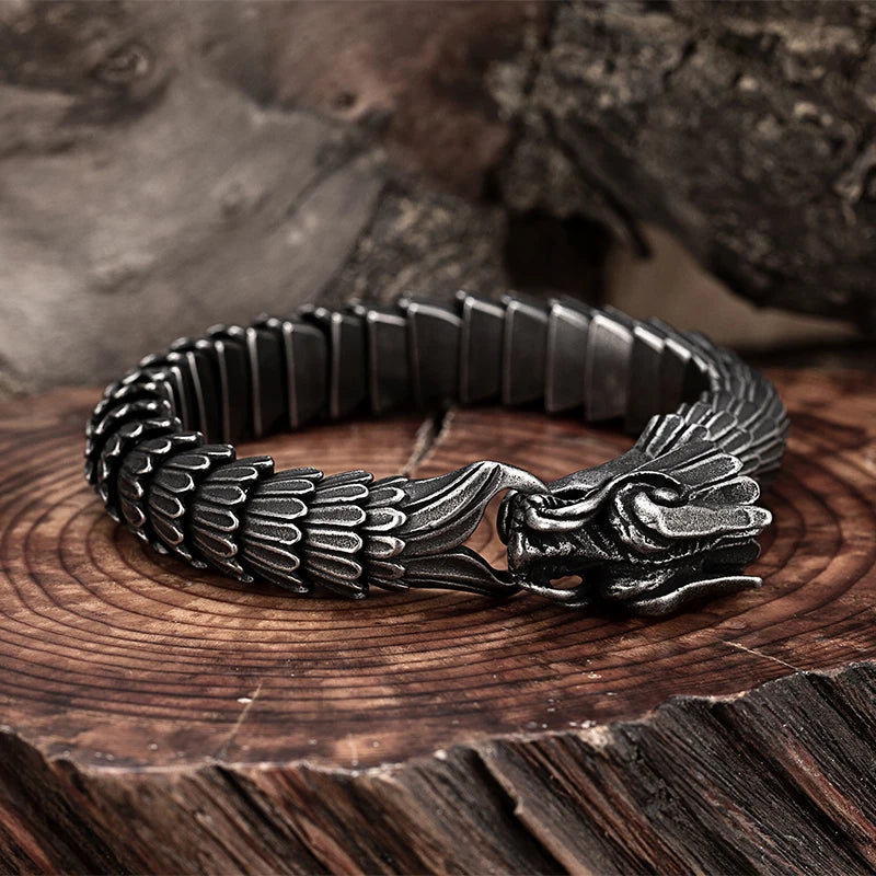 FZ Trendy Dragon Scale Pattern Domineering Retro Stainless Steel Bracelet - FZwear