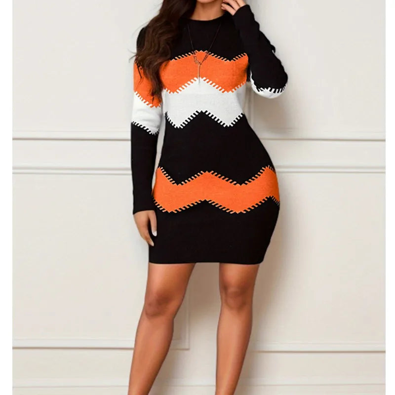 FZ Women's Vintage Strip Sweater Dress