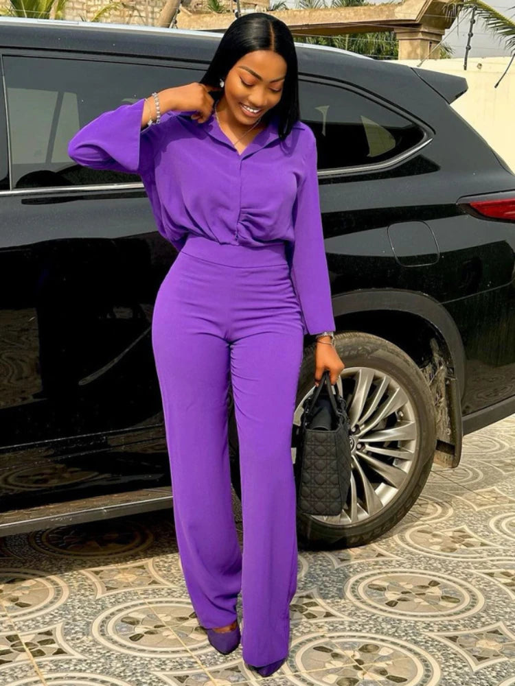 FZ Women's Wide Leg Two Piece Pants Suit