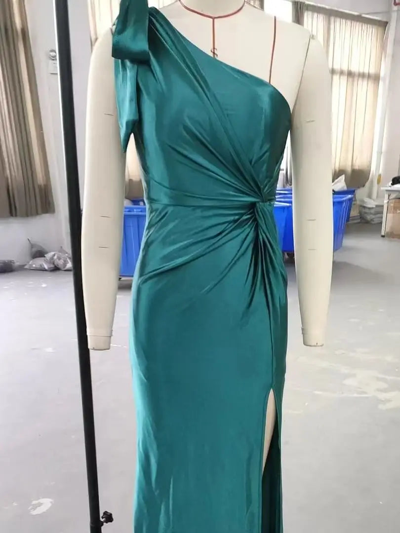 FZ Women's One Shoulder Split Cocktail Maxi Evening Dress