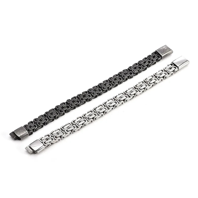 FZ Stainless Steel Hip Hop Thick Byzantine Bicycle Chain Bracelet - FZwear