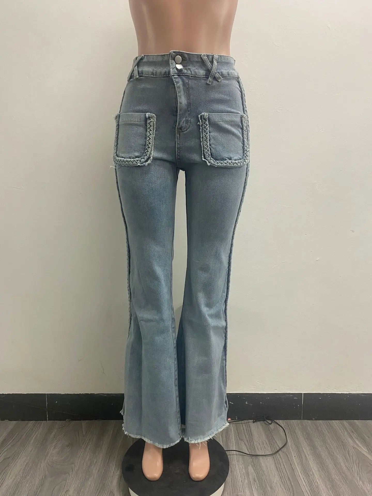 FZ Women's High Waist Streetwear Flare Legs Denim Pants