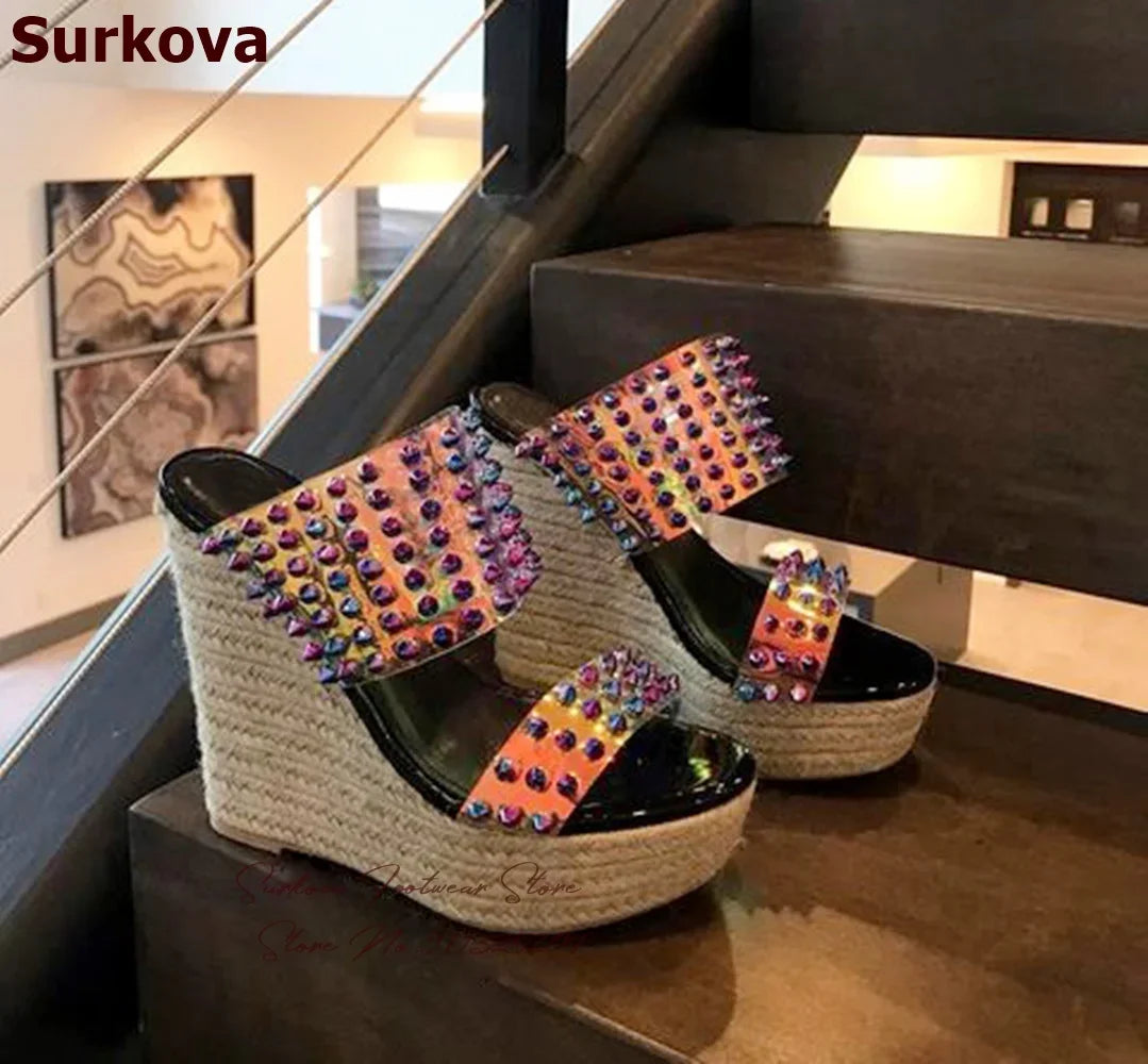 FZ Women's Rope Braided Wedged Heel Open Toe Shoes