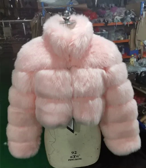 FZ Women's Faux Fur Open Stitch Furry Outerwear Jacket