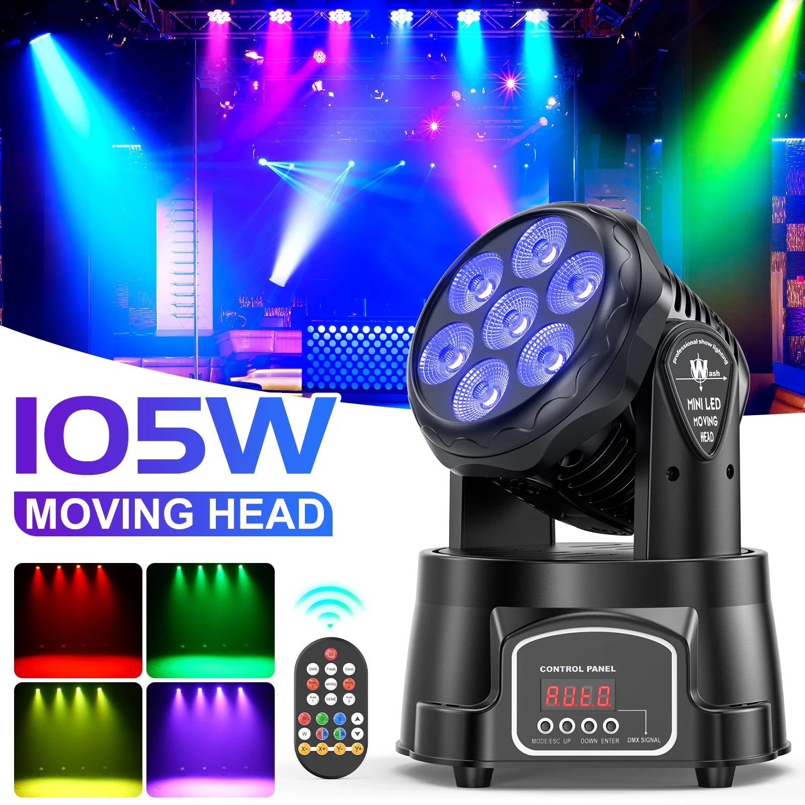 FZ 2Pcs/Set 105W Beam Moving Head Lights 7x4W RGBW LED Stage Lighting