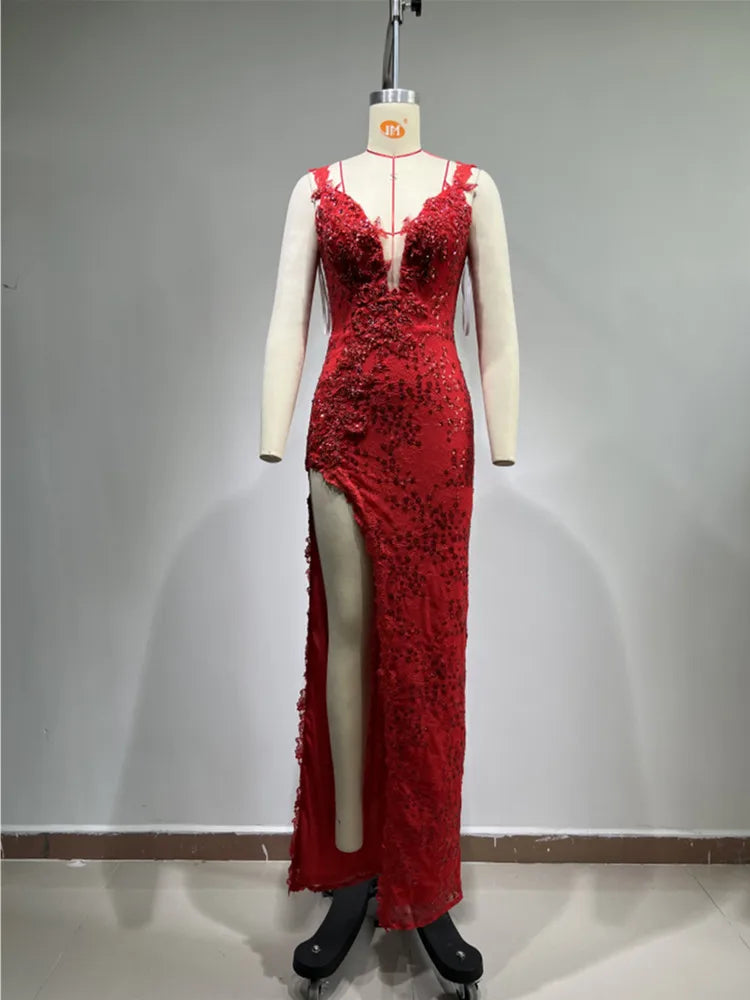 FZ Women Sleeveless Sexy V-Neck Bodycon Long Mermaid Elegant Evening Dress - FZwear