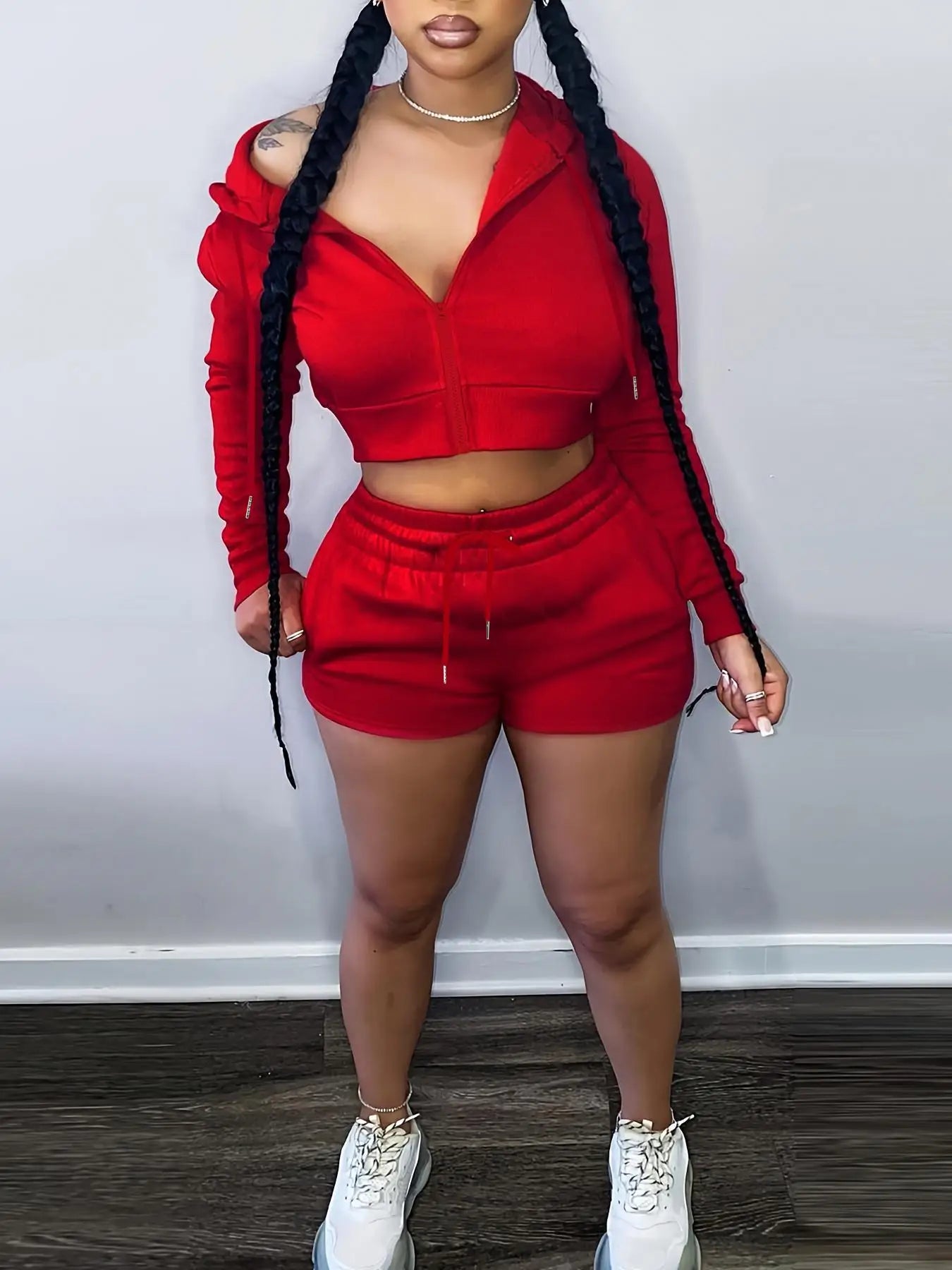 FZ Women's Long Sleeve Streetwear 2 Piece Shorts Suit