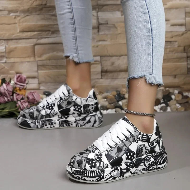 FZ Women's Painting Print Platform Sneakers