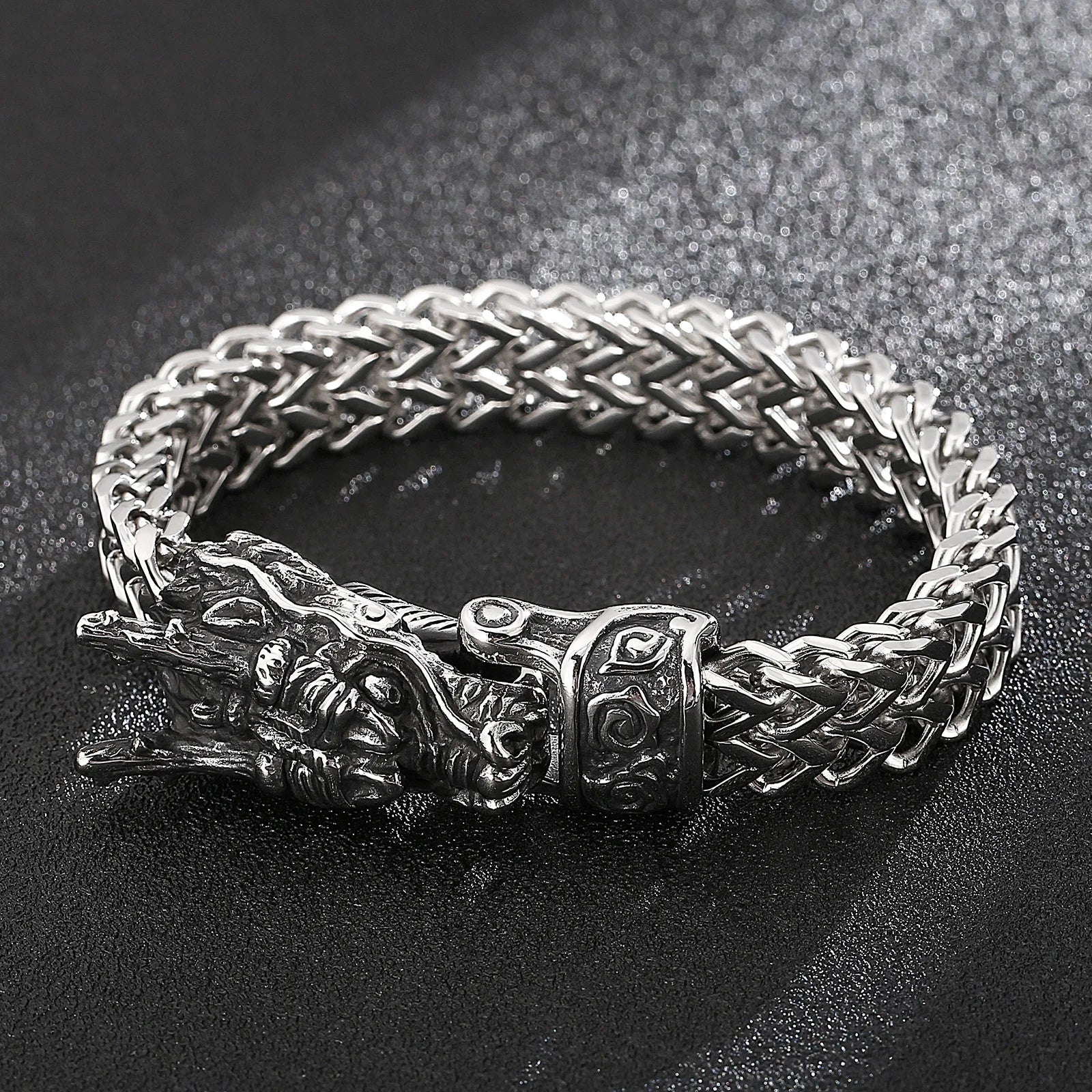 FZ Men's Dragon Stainless Steel Mesh Chain Bracelet
