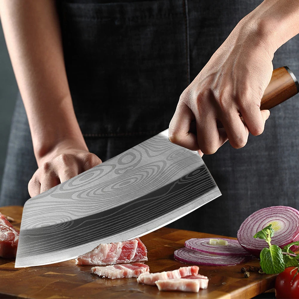 FZ Stainless Steel Razor Sharp Wood Handle Kitchen Knife - FZwear