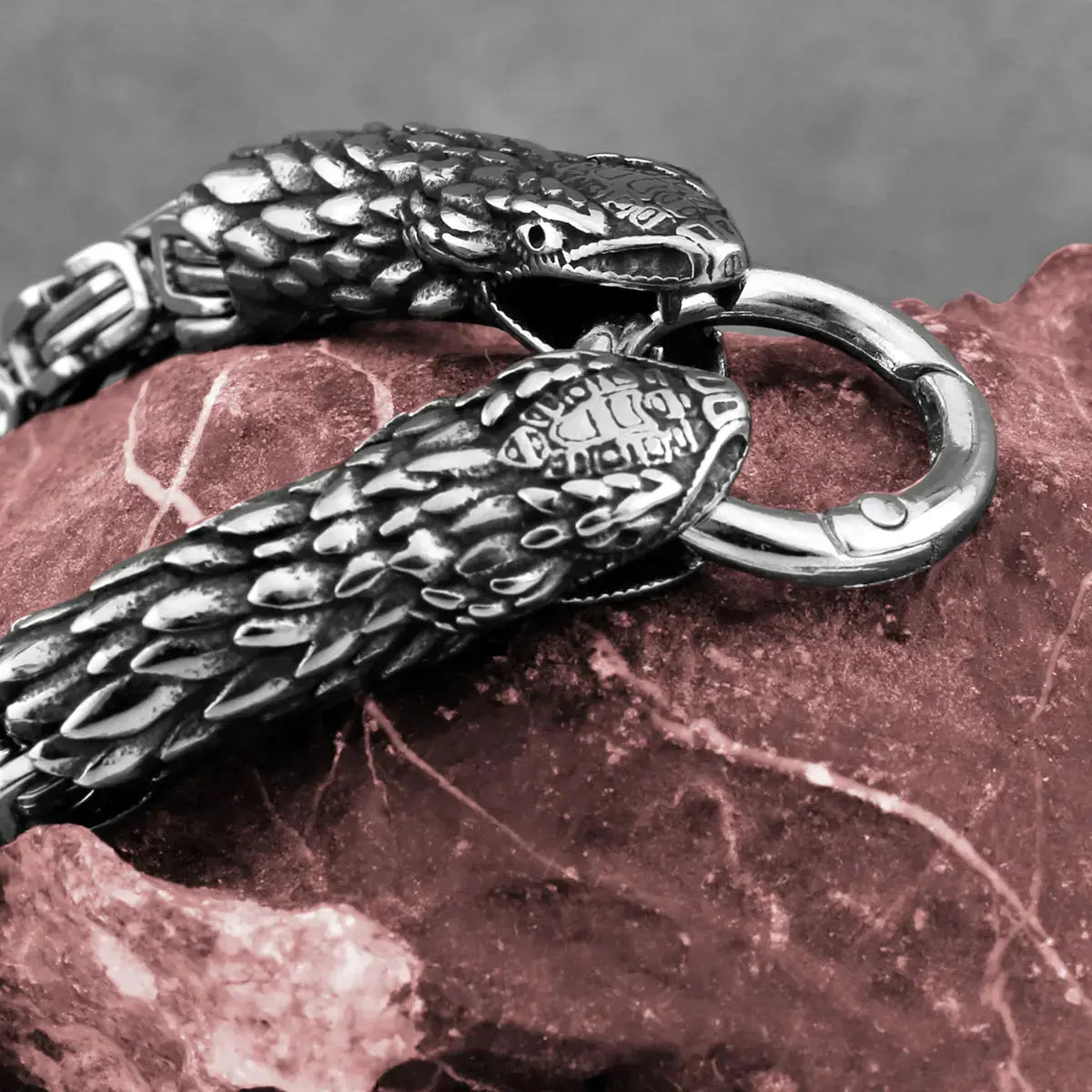 Stainless Steel Men's Viking Thor's Hammer Pendant Snake Head Square Necklace Fashion Hip Hop Biker Nordic Jewelry Wholesale FZwear