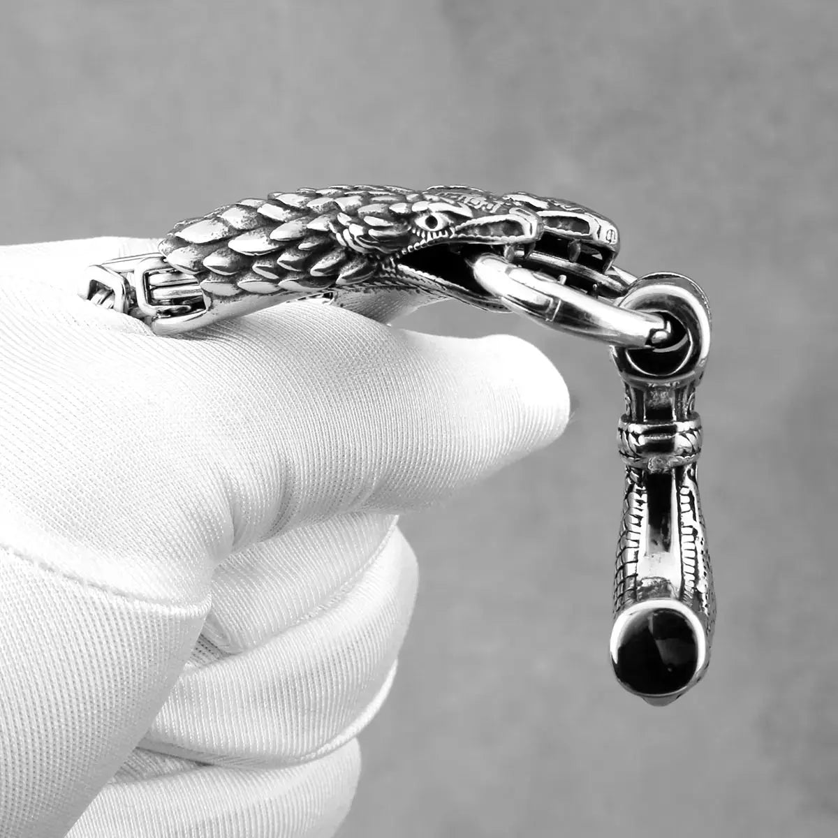 Stainless Steel Men's Viking Thor's Hammer Pendant Snake Head Square Necklace Fashion Hip Hop Biker Nordic Jewelry Wholesale FZwear