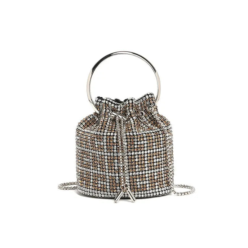 Stylish Bag Women Handmade Diamond Chain Shoulder Bag Mini Bucket Hand Carrying Messenger Bag SparkLuxe