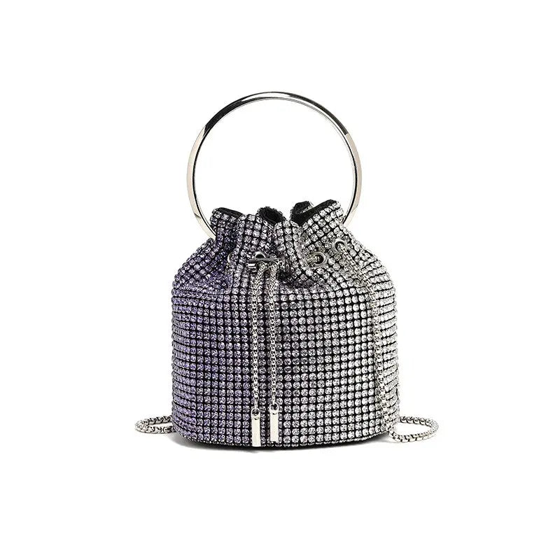Stylish Bag Women Handmade Diamond Chain Shoulder Bag Mini Bucket Hand Carrying Messenger Bag SparkLuxe