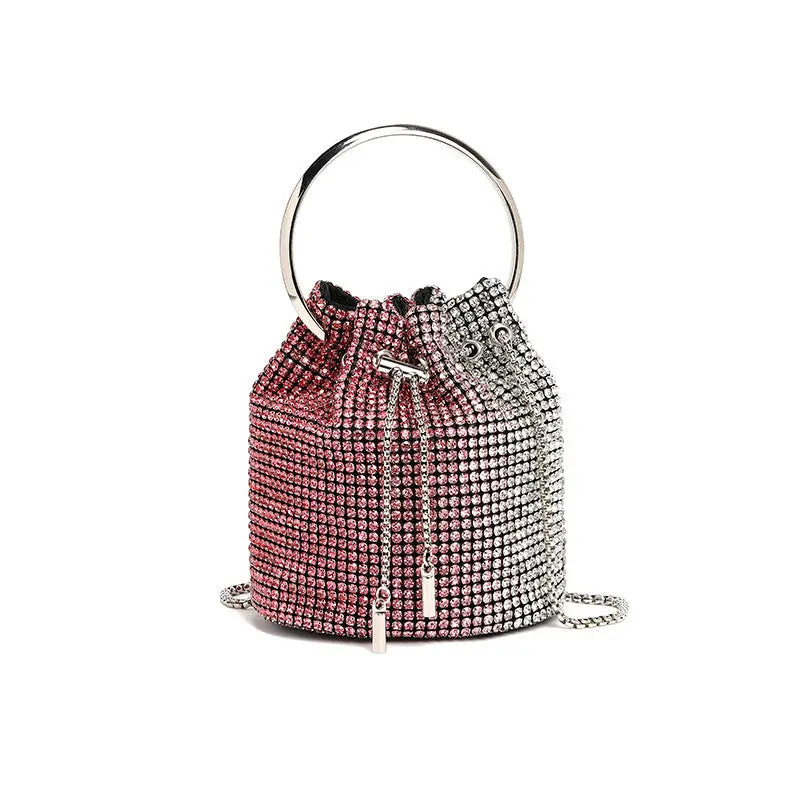 Stylish Bag Women Handmade Diamond Chain Shoulder Bag Mini Bucket Hand Carrying Messenger Bag SparkLuxe