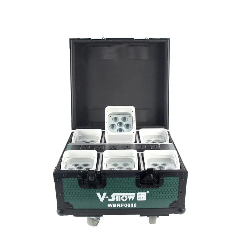 VSHOW 6pcs with case wedding light battery wireless dmx IR remote&WIFI 6x18w uplight FZwear