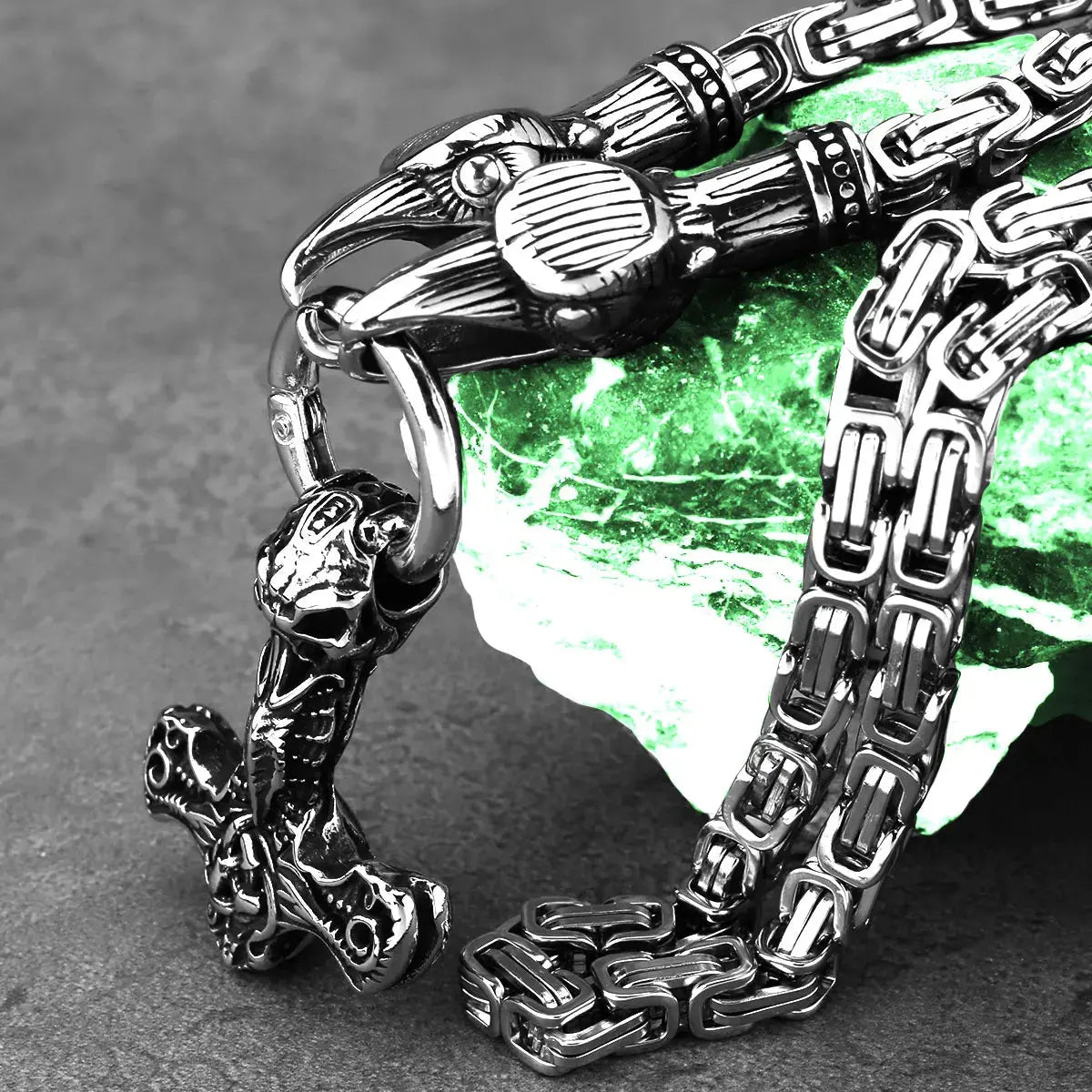 Vintage Viking Thor Hammer Anchor Pendant Odin Crow Necklace Men's Stainless Steel Celtic Knot Amulet Vikings Jewelry Gift FZwear