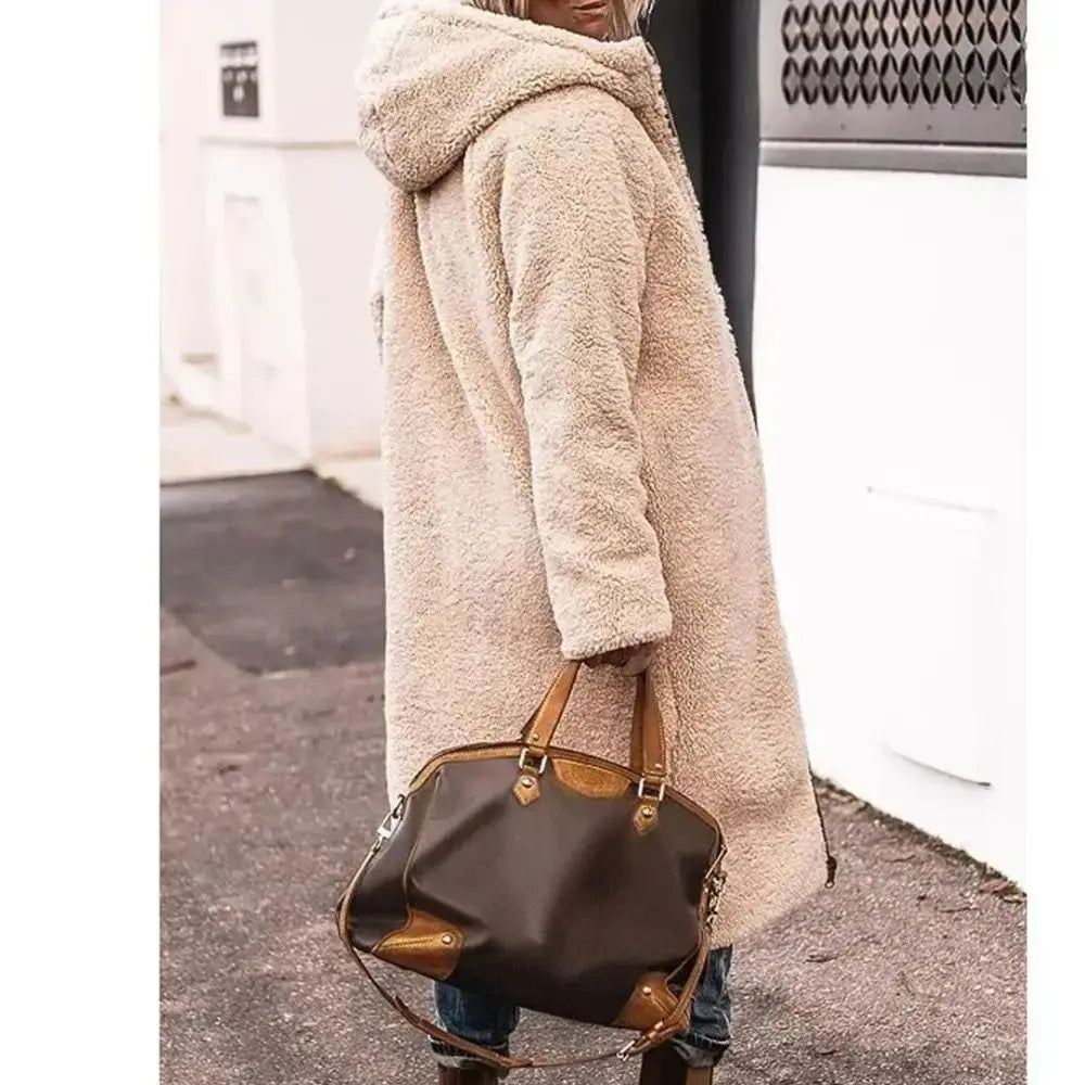 Winter Hooded Quilted Jacket For Women Solid Reversible Long Sleeve Thick Coat Warm Fashion Long Outerwear Casual Puffer Coats FZwear