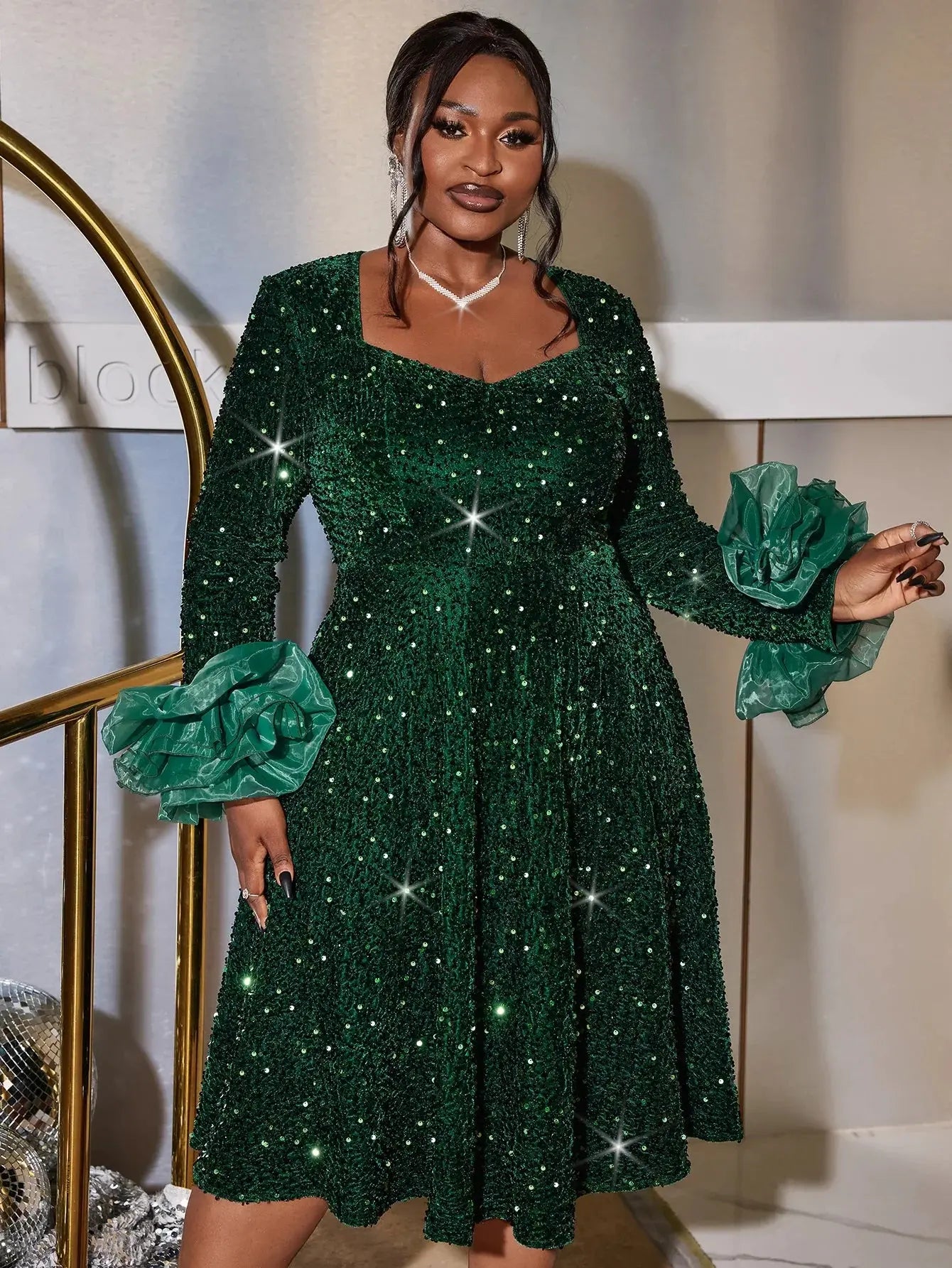 Party Evening Dress Sparkling Mesh Splicing Party Dress Fashion Long Sleeve Feather Elegant Dresses Autumn/Winter Women's Wear FZwear