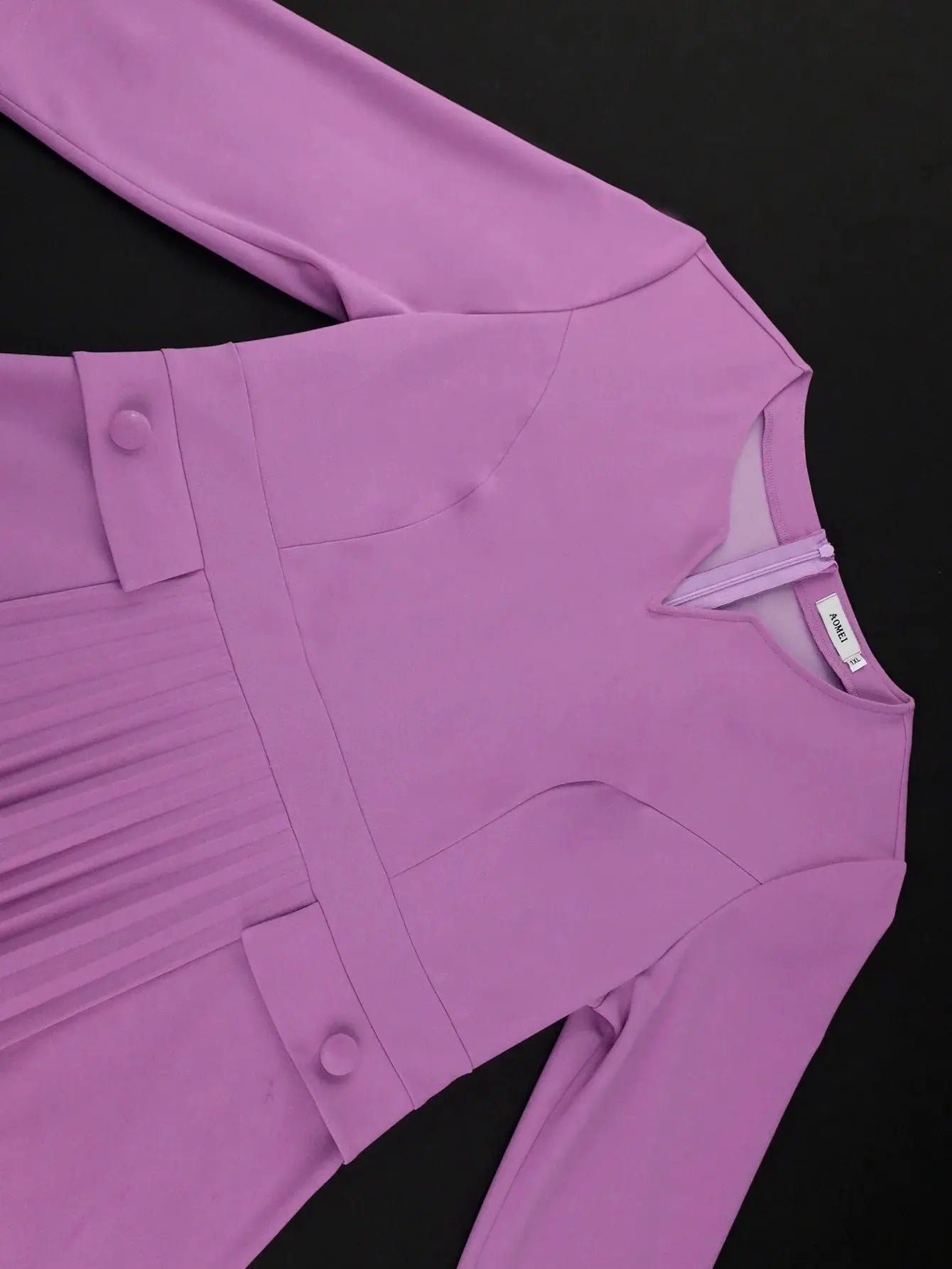 Women's Fashionable Solid Color V-neck Casual Comfortable Long Sleeved A-line Dress Elegant Office Commuting OL Women's Clothing FZwear