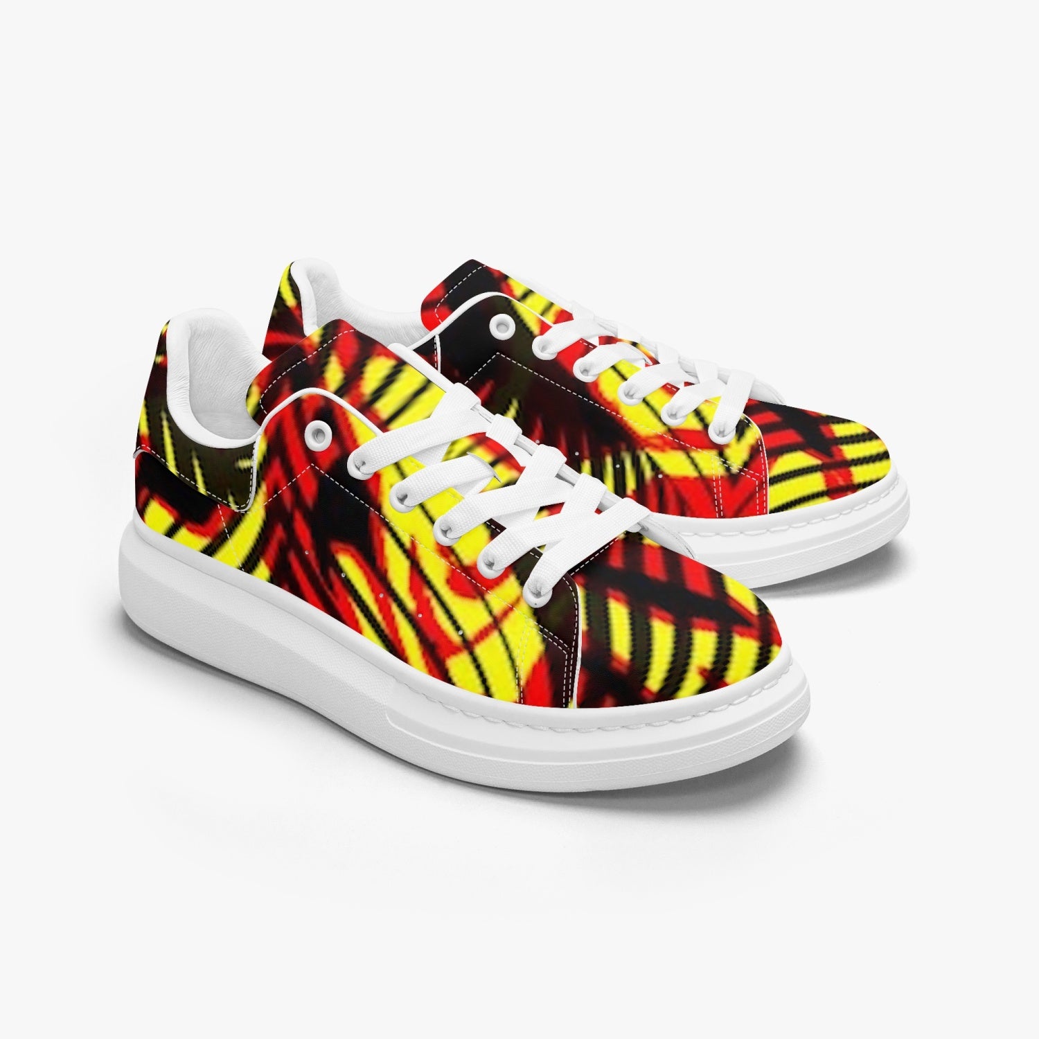 FZ Unisex African Print Leather Oversized Sneakers - FZwear