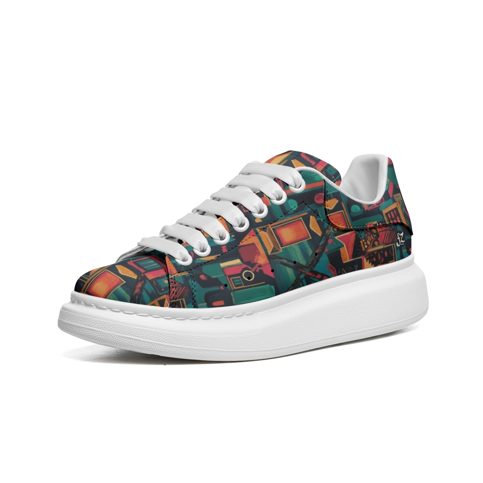 FZ Unisex Non Slip Lace Up Faux Leather Sneakers