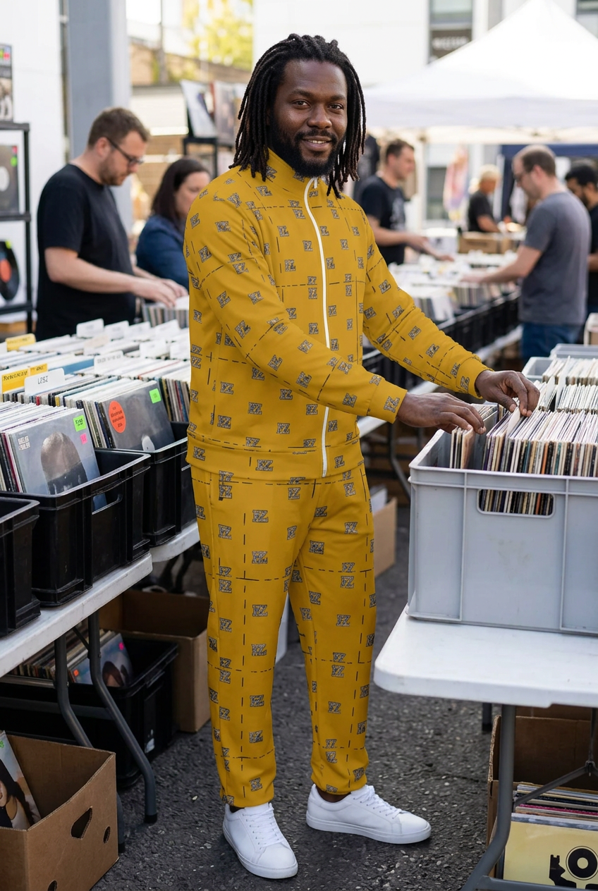 Afro-Caribbean man at a record fair