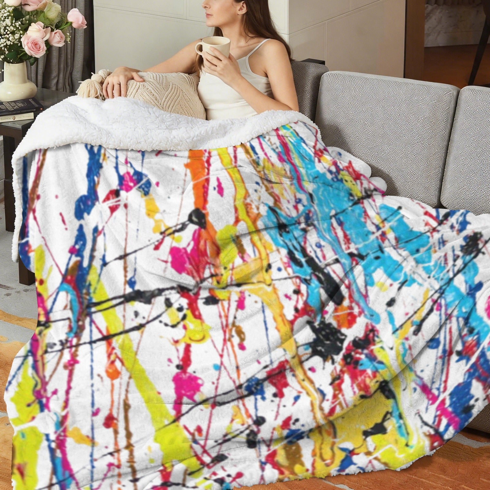 FZ Painted Sherpa Blanket Fleece Blanket