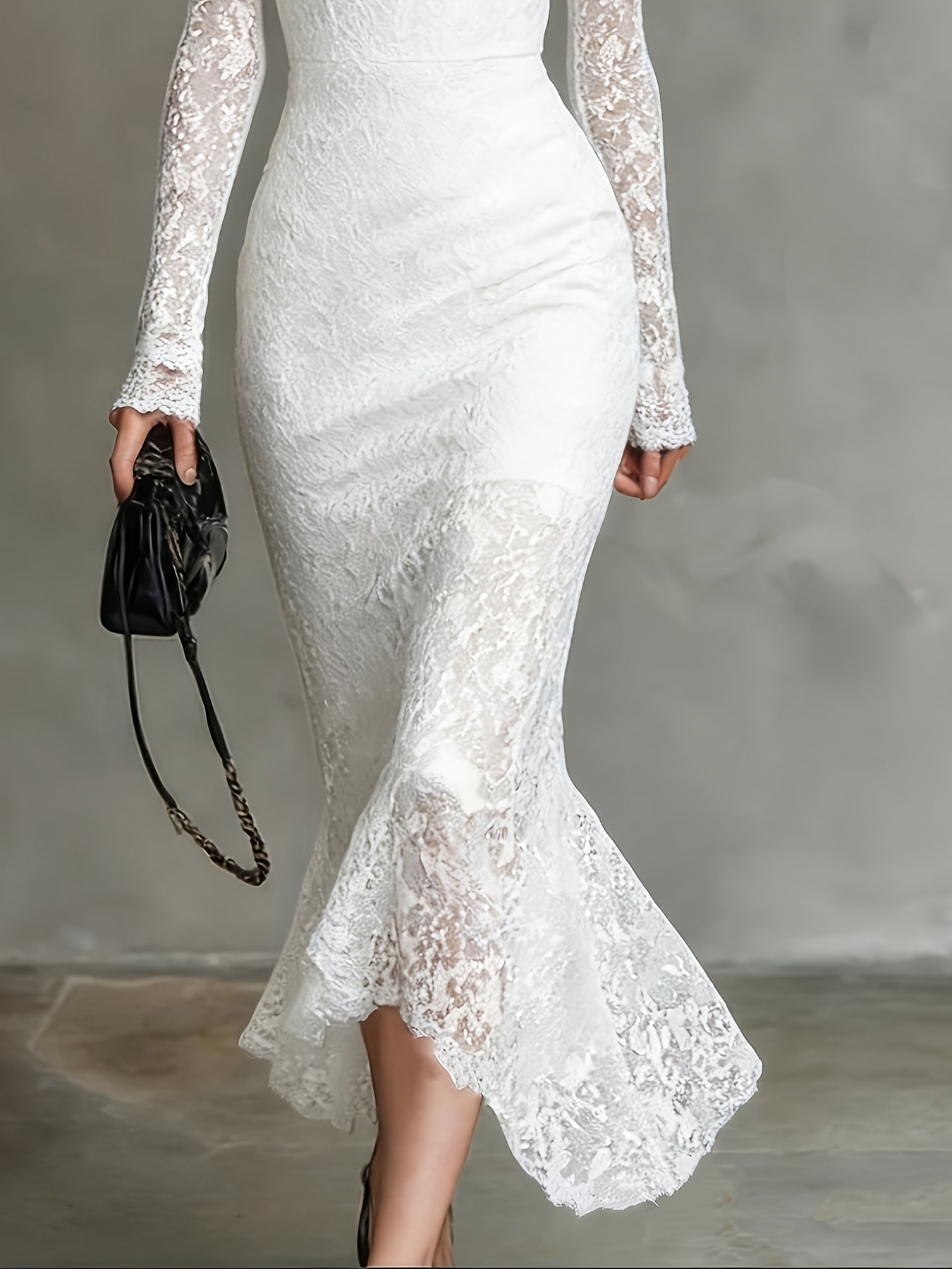 FZ Women's Stretch Lace Waist-Defining Fit Mermaid Dress