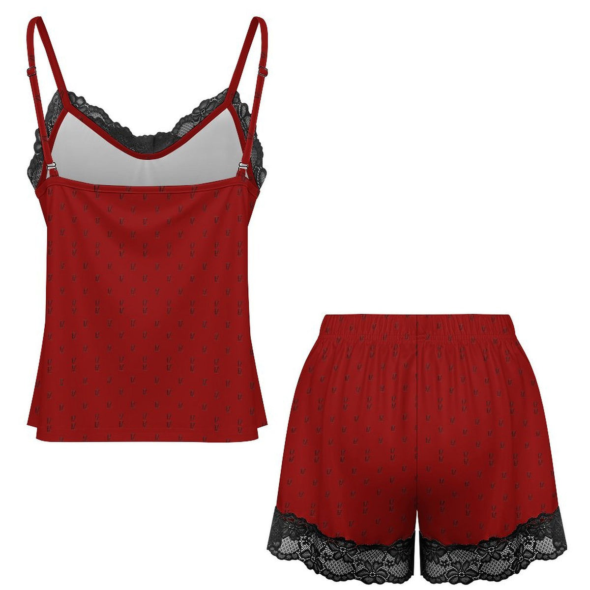 Custom Women Lace V Neck Spaghetti Strap Camisole Shorts Pajama Set