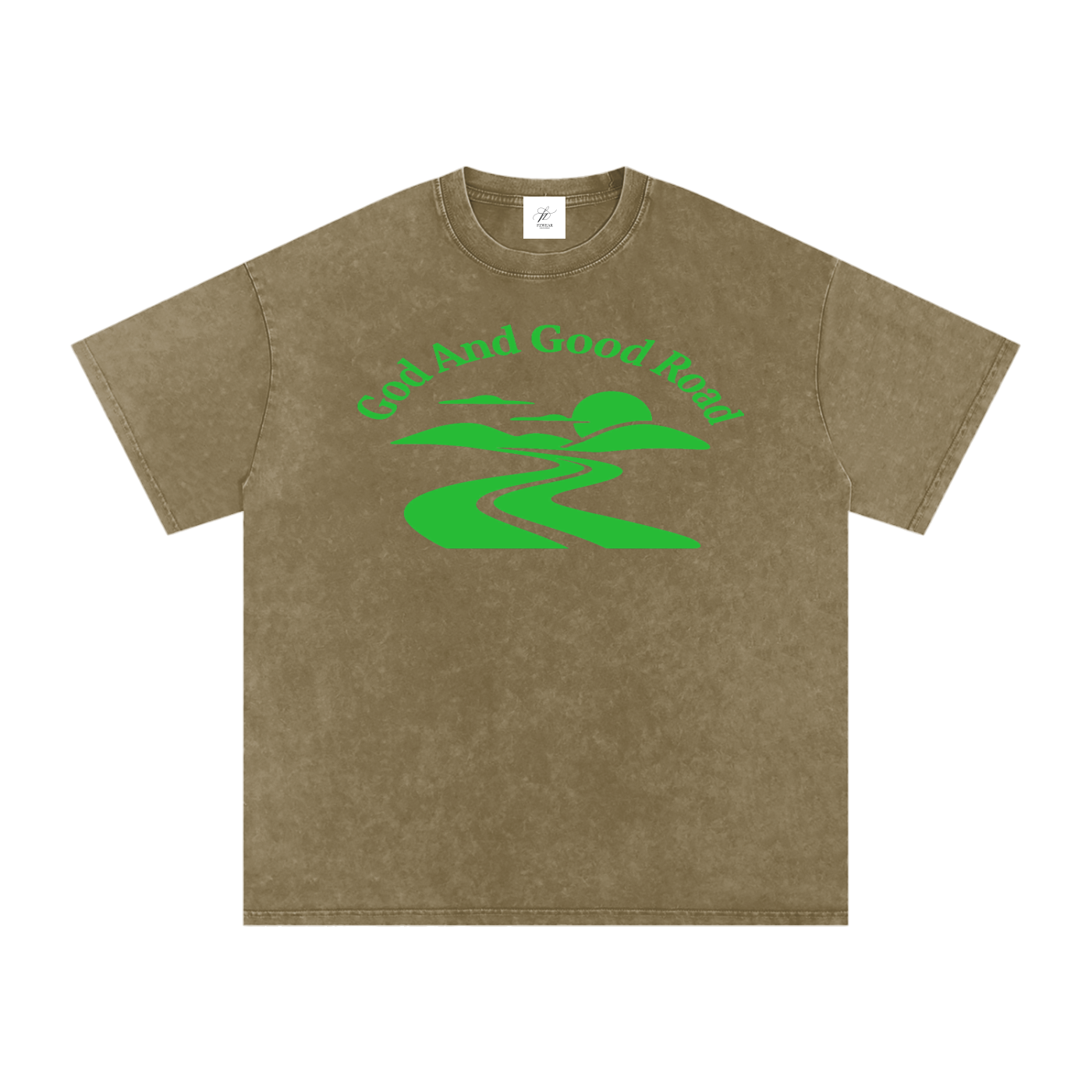 FZ Unisex Acid Wash Good Road Oversize Tee